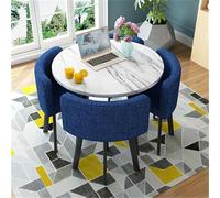 OUBBDVRT Set da tavolo da pranzo rotondo a 5 pezzi-bar per la colazione in cucina con 1 tavolo rotondo e 4 sedie, mobili per il risparmio spaziale per sala da pranzo, 80x75 cm (31.5x29.5in)