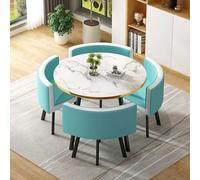 OUBBDVRT Set da tavolo da pranzo rotondo a 5 pezzi-bar per la colazione in cucina con 1 tavolo rotondo e 4 sedie, mobili per il risparmio spaziale per sala da pranzo, 80x75 cm (31.5x29.5in)
