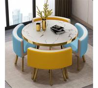 OUBBDVRT Set da tavolo da pranzo rotondo a 5 pezzi-bar per la colazione in cucina con 1 tavolo rotondo e 4 sedie, mobili per il risparmio spaziale per sala da pranzo, 80x75 cm (31.5x29.5in)