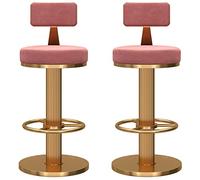 OUBBDVRT Set di 2 sgabelli da bar in velluto regolabile, sedie girevoli con base d'oro, poggiapiedi rotondi, mobili per la casa moderni per cucina, sala da pranzo, reception grigio