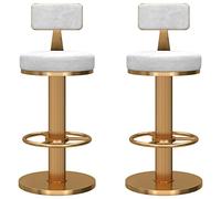 OUBBDVRT Set di 2 sgabelli da bar in velluto regolabile, sedie girevoli con base d'oro, poggiapiedi rotondi, mobili per la casa moderni per cucina, sala da pranzo, reception grigio