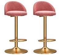 OUBBDVRT Set di 2 sgabelli da bar in velluto verde, sedie girevoli regolabili con schienale curvo e base d'oro, elegante poggiapiedi per cucina e decorazioni per banconi per la colazione