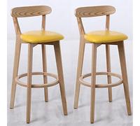 OUBBDVRT Set di 2 sgabelli gialli, moderni sedie da cucina in legno massiccio con schienali e poggiapiedi, eleganti posti a sedere per la colazione per la casa per la casa e l'uso dell'isola