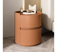 OUBBDVRT Tavolo da comodino in legno bianco moderno moderno bianco con design rotondo e cassetti di stoccaggio ideali per l'arredamento della camera da letto e la nidificazione.