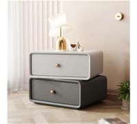 OUBBDVRT Tavolo da comodino in legno massiccio con cassetti a doppia conservazione rotabili per camera da letto moderna e semplice design con telaio della testiera ad angolo rotondo