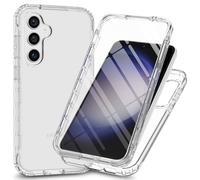 OUBELI Cover per Samsung Galaxy S24 Custodia con protezione dello schermo 360 °protezione del corpo intero Trasparente Full Case Morbido silicone TPU e PC Antiurto Protettivo Cover. trasparente