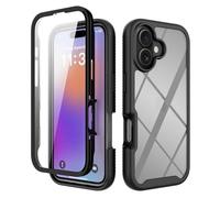 OUBELI Custodia per iPhone 17 Cover Antiurto a 360° con Protezione Schermo Integrata Rugged Doppia Silicone TPU Bumper Trasparente Full Case fronte retro - Nero