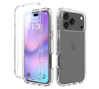 OUBELI Custodia per iphone 17 Pro Max Cover Antiurto a 360° con Protezione Schermo Integrata Rugged Doppia Silicone TPU Bumper Trasparente Full Case fronte retro - Trasparente
