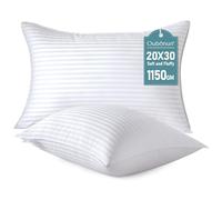 Oubonun Set di 2 cuscini da letto a righe di alta qualità, per letto queen size, in cotone traspirante e rinfrescante, morbidi e soffici, alternativi in microfibra 3D, per chi dorme sul lato