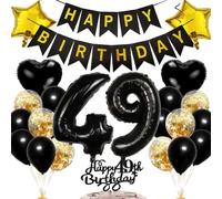 Ouceanwin Decorazioni Compleanno 49 anni Uomo, Palloncino 49 anni Compleanno Oro Nero, Festone Buon Compleanno 49 anni, Striscione di Happy Birthday Decorazioni 49 Compleanno Addobbi per Donna Uomo
