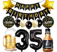 Ouceanwin Palloncino 35° compleanno, decorazione per vino e birra, per uomo e donna, in pellicola, whisky, a elio