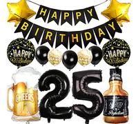 Ouceanwin Palloncino per il 25° compleanno, decorazione per uomini e donne, palloncini per 25 anni, whisky, vino e birra, a elio