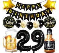 Ouceanwin Palloncino per il 29° compleanno, decorazione per uomini e donne, palloncini per 29 anni, in pellicola, per vino e birra, decorazione a elio