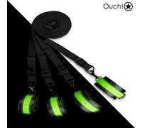 Ouch Glow in the Dark - Bed Bindings Restraint Kit with Hand & Ankle Cuffs Neon