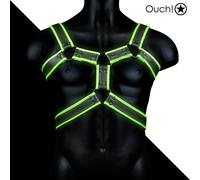Ouch Glow in the Dark - Body Harness Man Imbracatura Verde Fluorescente Pelle