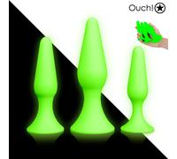 Ouch - Glow in the Dark Butt Plug Set Silicone Neon Green Dilatatore Anale