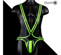 Ouch Glow in the Dark - Full Body Harness Man Imbracatura Verde Fluorescente