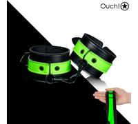Ouch Glow in the Dark Manette in Similpelle Nere e Verde Fluorescente Regolabili