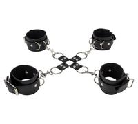 Ouch! Leather Hand And Legcuffs Black