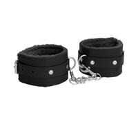 Ouch! Plush Leather Hand Cuffs Black