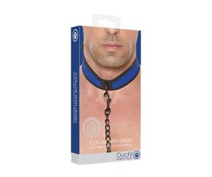 OUCH PUPPY PLAY - NEOPRENE COLLAR WITH LEASH - AZUL
