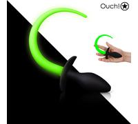 Ouch - Puppy Tail Butt Plug Anale con Coda Verde Fluorescente Glow in the Dark