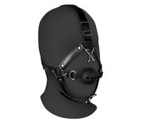 Ouch! Xtreme Head Harness with Breathable Ball Gag and Nose Hooks Black