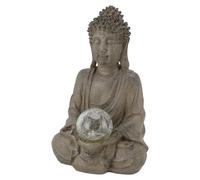 OUCRIY Statua di Buddha in resina di con lampada, design tranquillo per decorazione esterna, robusta e resistente allo sbiadimento, ideale per giardino, patio, portico, 2 batterie 3A