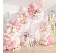 Ouddy Party Kit di 149 ghirlande ad arco rosa di diverse dimensioni 45,7 cm, 6 pezzi, 45,7 cm, 6 palloncini trasparenti da 45,7 cm, per matrimoni, baby shower, compleanni, feste di fidanzamento e