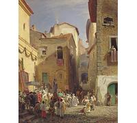 OuDeZjzhu Quadri Stampe Poster su Tela Dipinto su Tela Festa della Lady A Gennazzano Campagna Romana di Oswald Achenbach per Decorazioni per la Casa 60x90cm