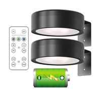 OUDIOHAI Luce Magnetica per Quadri, 2pcs Faretti LED per Quadri, Luci per Quadro da Parete con Telecomando, Applique Senza Fili, Lampada Adesiva Muro a Batteria Illuminazione Magnetica (Nero)