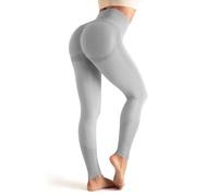 OUDOTA Leggings sportivi da donna, leggings push up, yoga, da donna, a vita alta, senza cuciture, elastici, pantaloni da yoga, butt lift anti cellulite leggings, #A Bianco Grigio, S