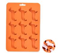 OUDQFCJ 1 Pcs Stampo per Cubetti di Ghiaccio Bassotto in Silicone BPA-free Arancione 220 * 160 * 18 mm