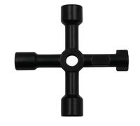 OUDQFCJ 1 Pezzo Chiave d'uso a 4 Vie Chiave Multiuso per armadietti per contatori di Acqua e Gas (Nero)