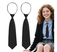 OUDQFCJ 2 cravatte nere da donna, cravatte lunghe, cravatte JK, cravatte strette, cravatte regolabili, per ragazze, laurea, matrimonio d'affari, Nero, L