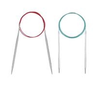 OUDQFCJ 2 PCS Ferri Circolari in Acciaio Inox con Cavo Flessibile, Ideali per Lana Spessa e Sottile, in Metallo, per Lavorare a Maglia Calze, Maglioni, Guanti e Sciarpe (80 cm) (2,5 mm e 4,0 mm)