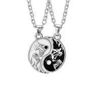 OUDQFCJ 2 Pezzi Collana Yin Yang per Coppia, Collana Taichi BFF, Collane dell'Amicizia, Ciondolo Yin Yang con Incisione Drago, Gioielli per Migliori Amici, Amanti e Regali di Coppia