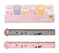 OUDQFCJ 2 pezzi Meow Ruler, per Misurare, Sottolineare e Tracciare Linee Nette e Precise, Righello a Forma di Zampa di Gatto in Plastica, cancelleria legami, cose per la scuola, righelli (15 cm)