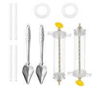 OUDQFCJ 2 Pezzi Siringa di Alimentazione Manuale per Pappagallo, Siringa Alimentare, Tubi di Alimentazione per Uccelli, 4 Tubi Curvi, Cucchiaio per Cibo in Acciaio Inox (10ML)