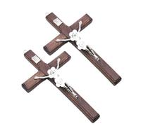 OUDQFCJ 2PCS Crocifisso Da Appeso A Parete Croce In Legno Decorativa Croce In Legno Placcato con Gesù Cristo In Lega Arte Sacra Cattolica per Decorare Chiesa Casa