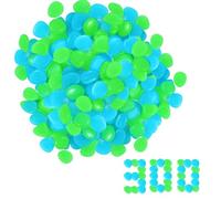 OUDQFCJ 300 Pezzi Luminose che Brillano al Buio, Fluorescenti in Resina, da Giardino, Decorativi per Vasi, Sassolini Decorativi, per Acquario, Ciottoli Luminosi per Prati e Terrazza (Blu, Verde)
