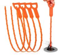 OUDQFCJ 4 Pcs Stura Lavandini e Scarichi da 25 Pollici Spirale per Pulizia Tubi Riutilizzabile Bastoncini per Pulizia Scarichi da 64 cm Ganci per Pulizia Scarichi