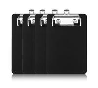 OUDQFCJ 4 Pezzi Mini Cartellina Rigida con Pinza e Portapenne per Block Notes, Scontrini, Liste Tascabili 10 x 15cm Nero A6