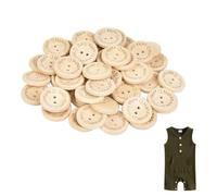 OUDQFCJ 50pz 20mm Bottoni in Legno Handmade With Love Fatti a Mano, Bottini Rotondi con Cuore 2 Fori per Cucito Lavoretti Fatti a Mano con Amore