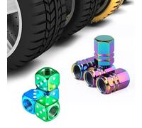 OUDQFCJ 8 pezzi Tappini Gomme, Valvole, Coprivalvola, Coperchi Antipolvere per Valvole Antifurto con Chiave Esagonale, Moto Stelo Valvola, Anti-furto, personalizzati copri polvere ruote, (Arcobaleno)