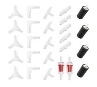 OUDQFCJ Confezione da 26 Accessori per pompe d'aria Accessori per acquari Valvole di ritegno per pietre di ossigeno Ventose Valvola di regolazione Tappo a forma di Y/T/L/I (Trasparente)