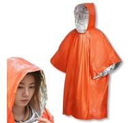OUDQFCJ Poncho di sopravvivenza d'emergenza con rivestimento in pellicola Mylar termica e coperta per il mantenimento del calore e la protezione dalla pioggia. Ribaltabile con cappuccio