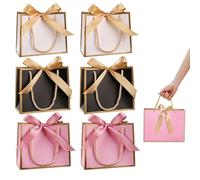 OUDQFCJ Sacchetti Regalo in Carta con Manici, 6 Pezzi Eleganti e Versatili, Ideali per Compleanni, San Valentino, Matrimoni, Natale e Regali Pensione Donna, Medi (14x6x12cm) (Tre Modelli)