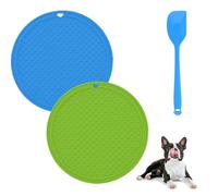 OUDQFCJ Tappetino per Leccare, Confezione da 2, Senza BPA, Anti Ingozzamento, Lick Mat in Silicone per Cani e Gatto con 1 Spatola, Super Forte Potere di Suzione (per cani di piccola e media taglia)