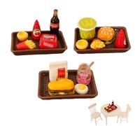 OUDQFCJ Tre set da 18 pezzi cibo e bevande in miniatura, decorazione in resina, accessori per la casa delle bambole, mini frigo, set di alimenti in miniatura, accessori per la casa delle bambole